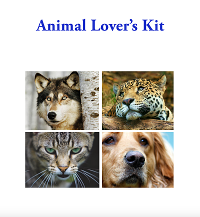 Animal Lover's Kit Booklet - free download